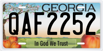 GA license plate QAF2252