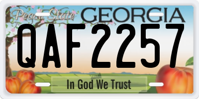 GA license plate QAF2257
