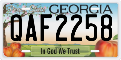 GA license plate QAF2258