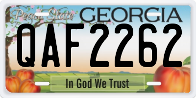 GA license plate QAF2262