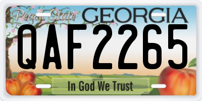 GA license plate QAF2265