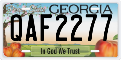 GA license plate QAF2277