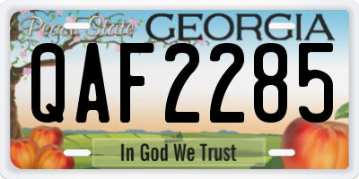 GA license plate QAF2285