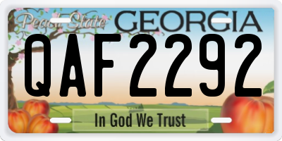 GA license plate QAF2292