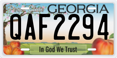 GA license plate QAF2294