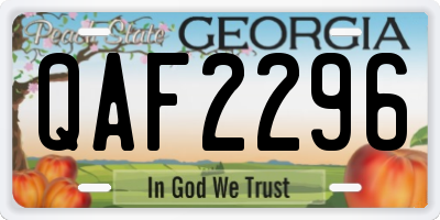 GA license plate QAF2296