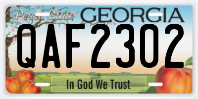 GA license plate QAF2302