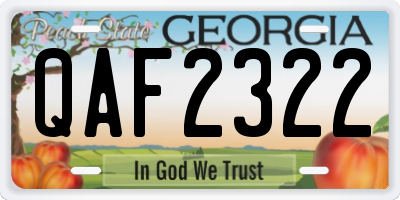 GA license plate QAF2322