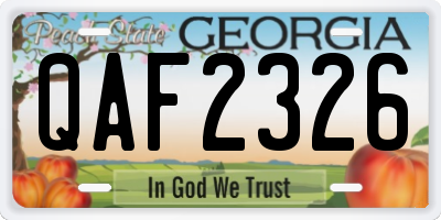 GA license plate QAF2326