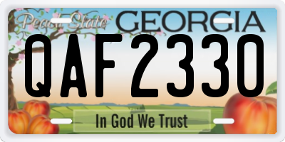 GA license plate QAF2330
