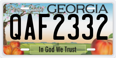 GA license plate QAF2332