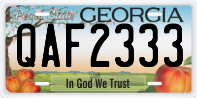 GA license plate QAF2333
