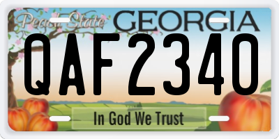 GA license plate QAF2340
