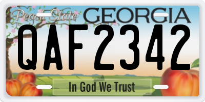 GA license plate QAF2342