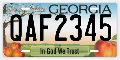 GA license plate QAF2345