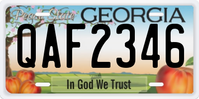 GA license plate QAF2346