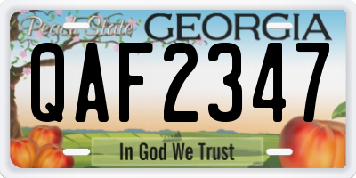 GA license plate QAF2347