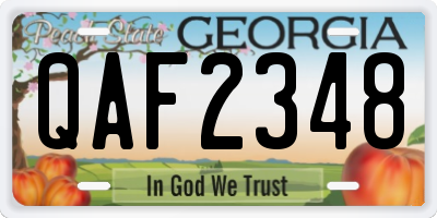 GA license plate QAF2348
