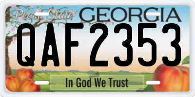 GA license plate QAF2353