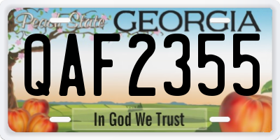 GA license plate QAF2355