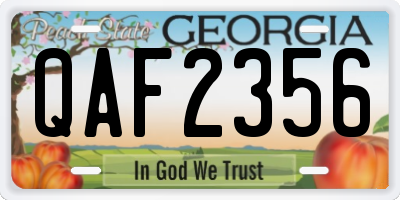 GA license plate QAF2356