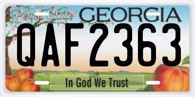 GA license plate QAF2363