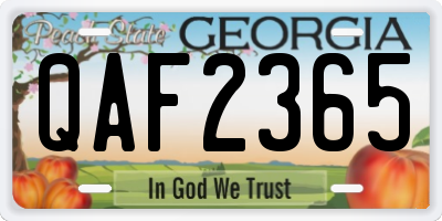GA license plate QAF2365