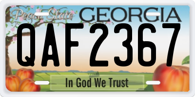 GA license plate QAF2367