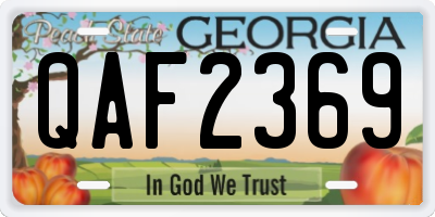 GA license plate QAF2369