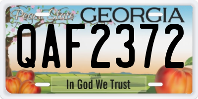 GA license plate QAF2372