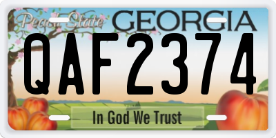 GA license plate QAF2374