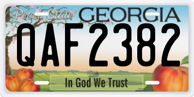 GA license plate QAF2382