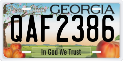 GA license plate QAF2386