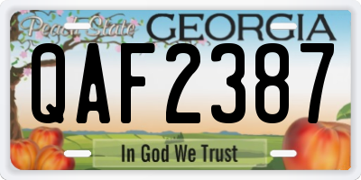 GA license plate QAF2387