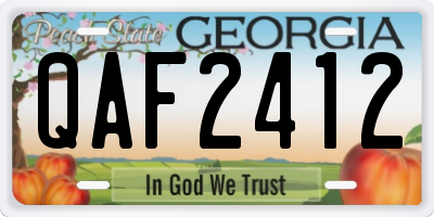 GA license plate QAF2412
