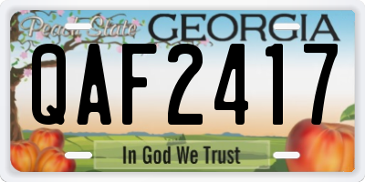 GA license plate QAF2417