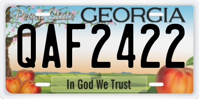 GA license plate QAF2422
