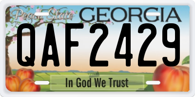 GA license plate QAF2429