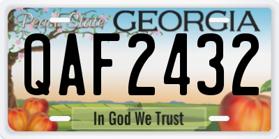 GA license plate QAF2432