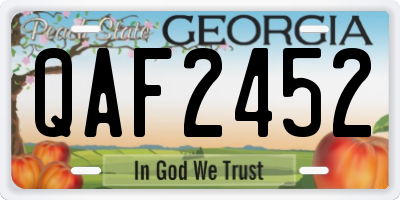 GA license plate QAF2452