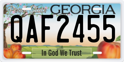 GA license plate QAF2455