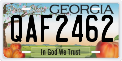 GA license plate QAF2462