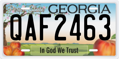 GA license plate QAF2463