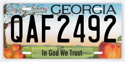 GA license plate QAF2492
