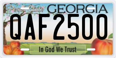 GA license plate QAF2500