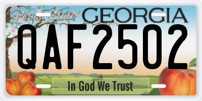 GA license plate QAF2502