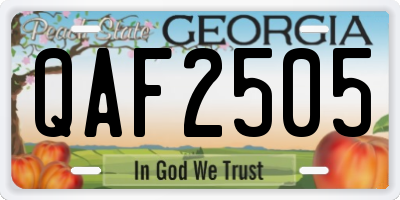 GA license plate QAF2505