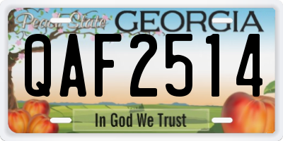 GA license plate QAF2514