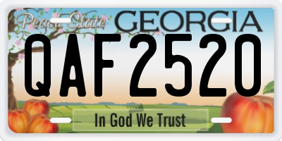 GA license plate QAF2520