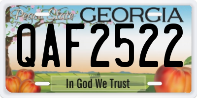 GA license plate QAF2522